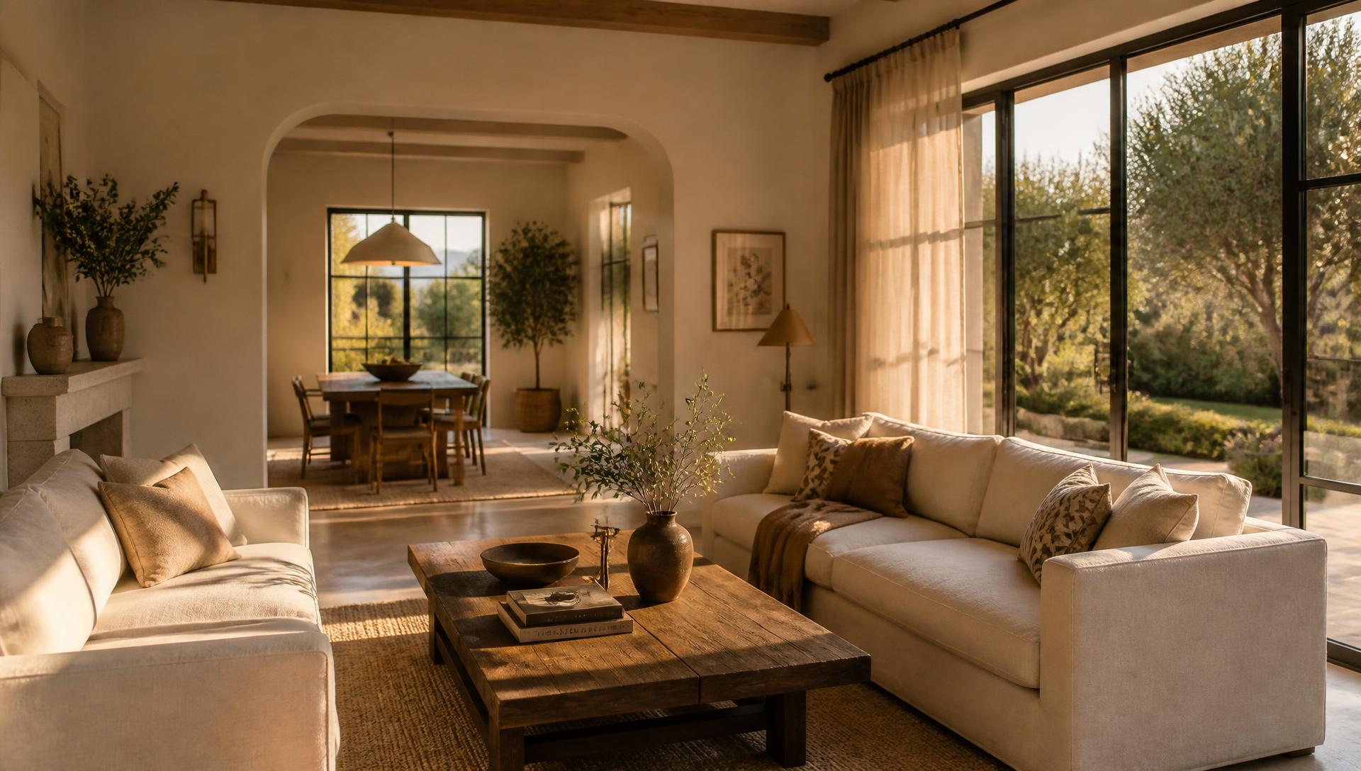 A warm, light-filled family holiday home interior